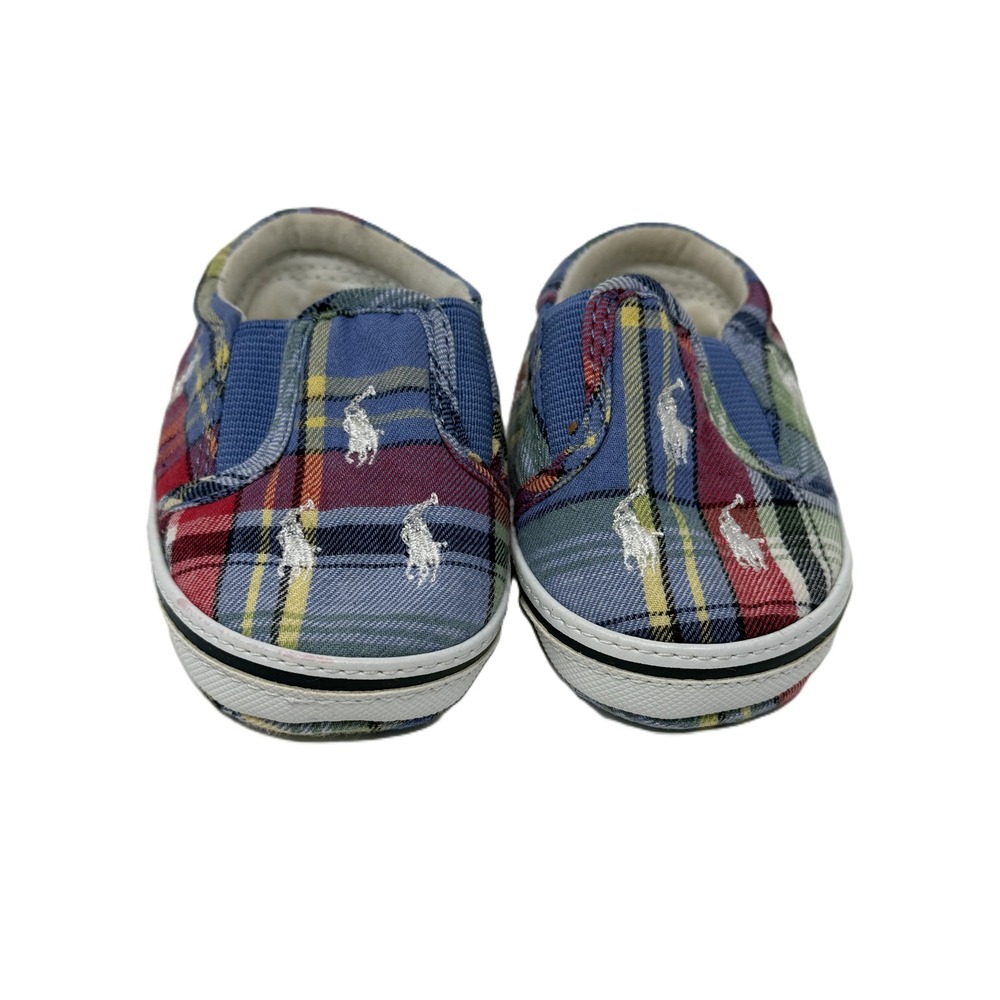 Polo Ralph Lauren Bal Harbour Repeat Plaid Infant Shoes Size 2 Multi Color Pony